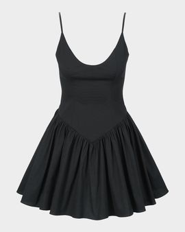 STAUD Dena Stretch-Cotton Basque Waist Minidress