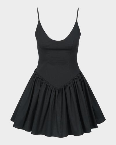 STAUD Dena Stretch-Cotton Basque Waist Minidress