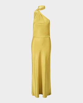STAUD Estelle Satin Tie-Neck Dress