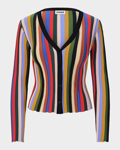 STAUD Ezra Striped Button-Down Cardigan