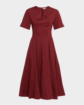 STAUD Frances Poplin Midi Dress