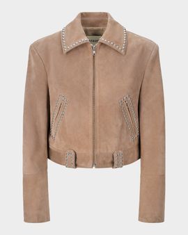 STAUD Hugo Studded Suede Jacket