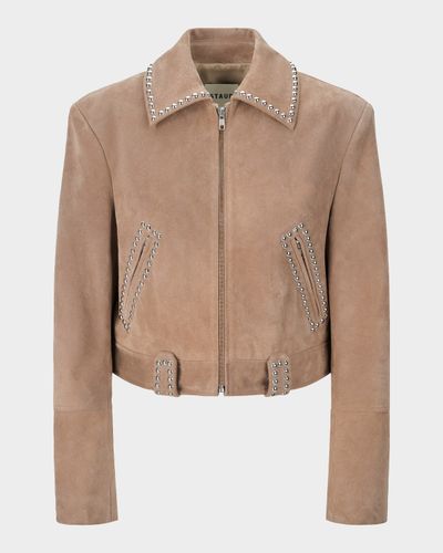 STAUD Hugo Studded Suede Jacket
