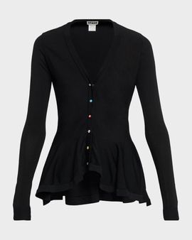 STAUD Jamie Peplum Button Top