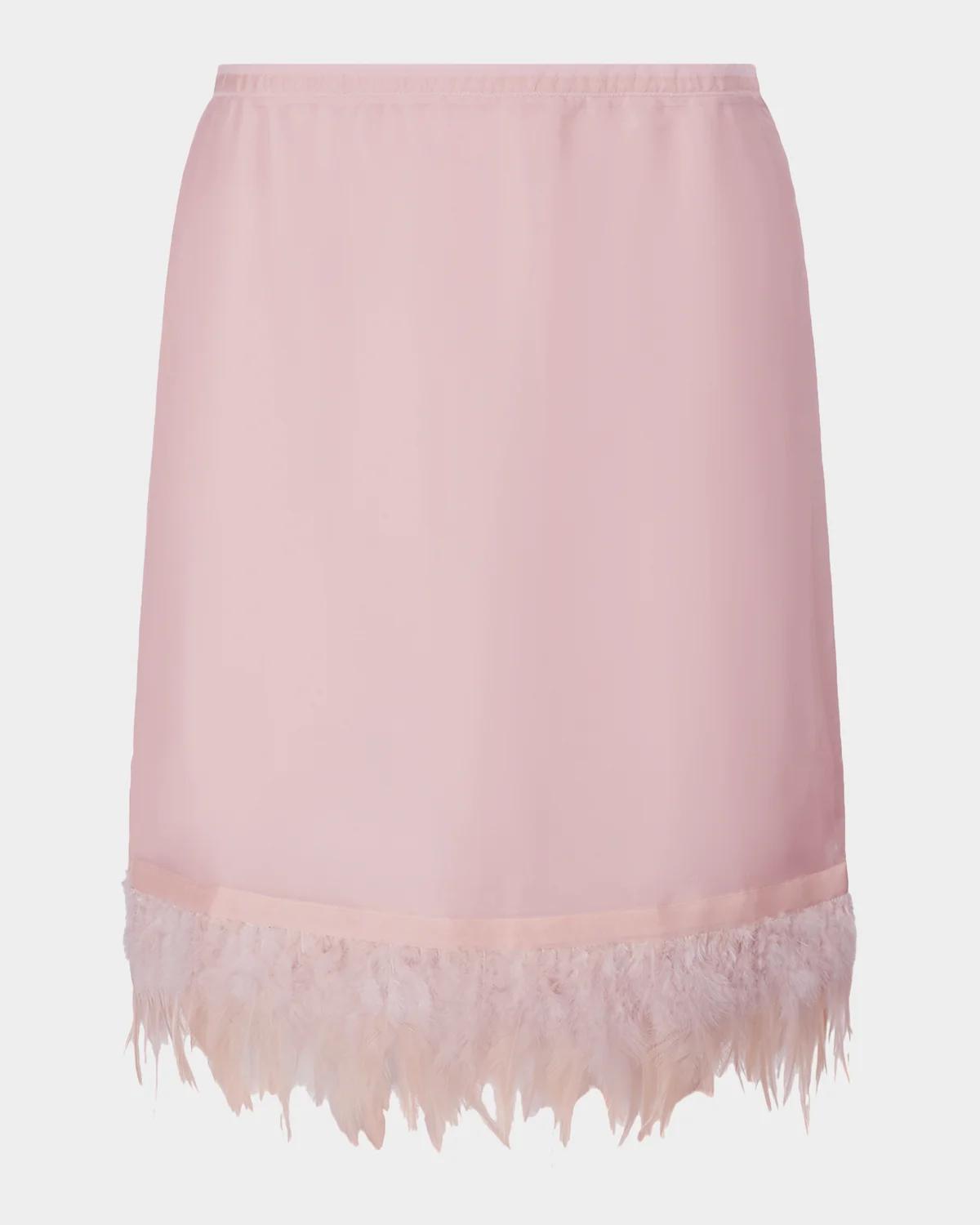 STAUD Lark Silk Feather-Hem Mini Skirt