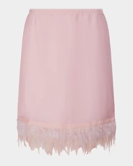 STAUD Lark Silk Feather-Hem Mini Skirt