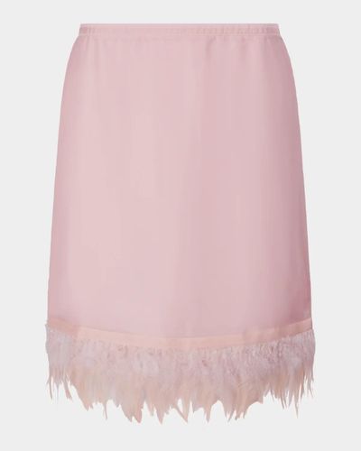STAUD Lark Silk Feather-Hem Mini Skirt