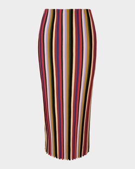 STAUD Noemi Striped Midi Skirt