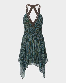 STAUD Olympia Abstract Printed A-Line Minidress