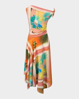 STAUD Portia Asymmetric Handkerchief Midi Dress