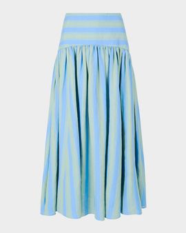 STAUD Procida Striped Linen Maxi Skirt