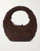 STAUD Reef leather-trimmed beaded wood top-handle bag - 1