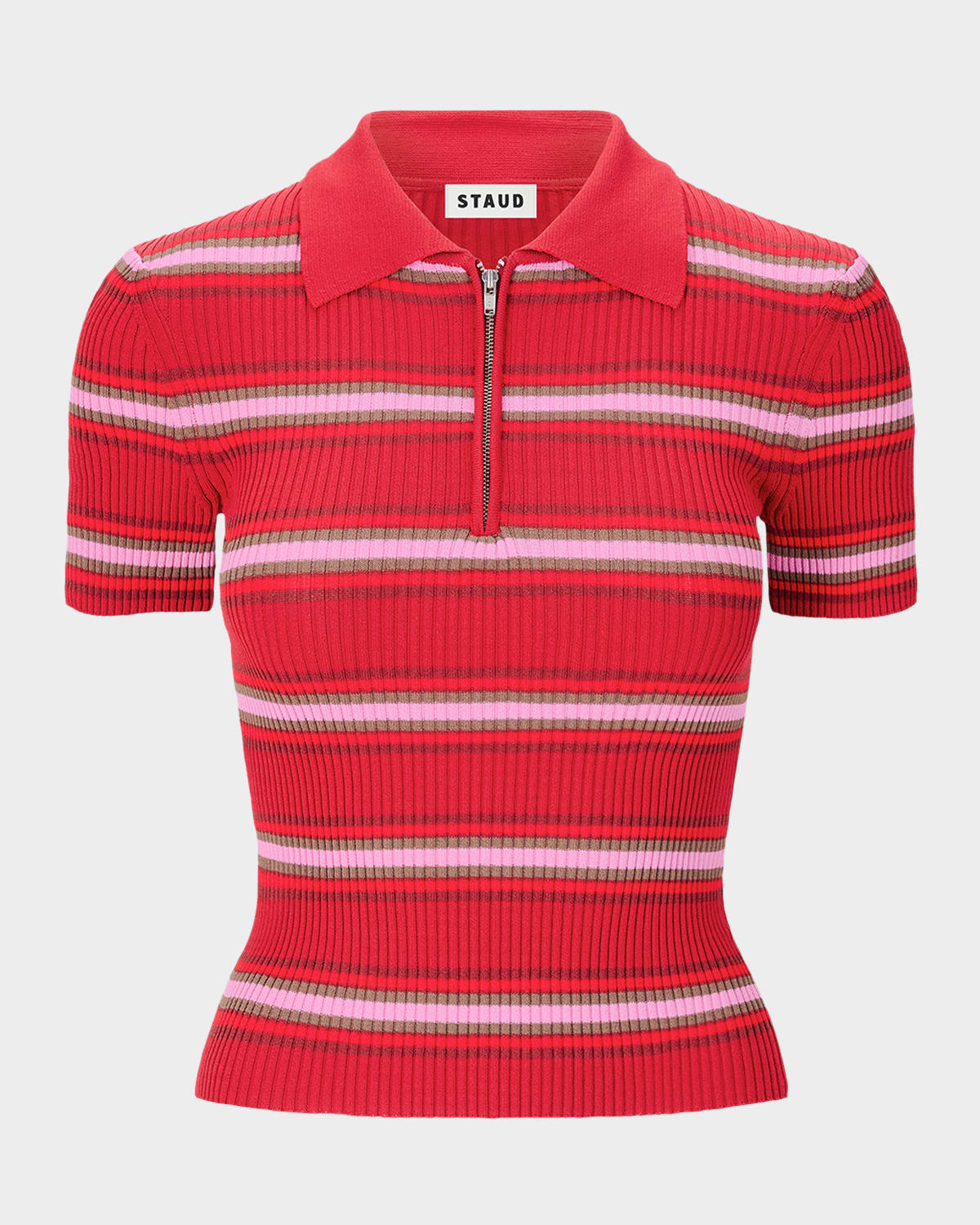 STAUD Ren Striped Polo Top