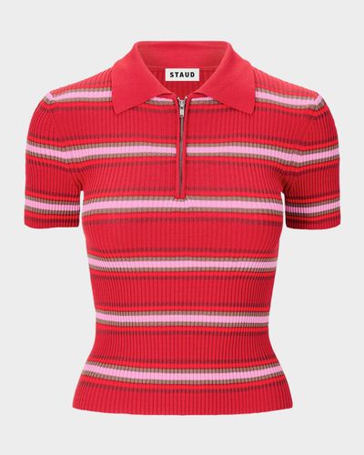 STAUD Ren Striped Polo Top