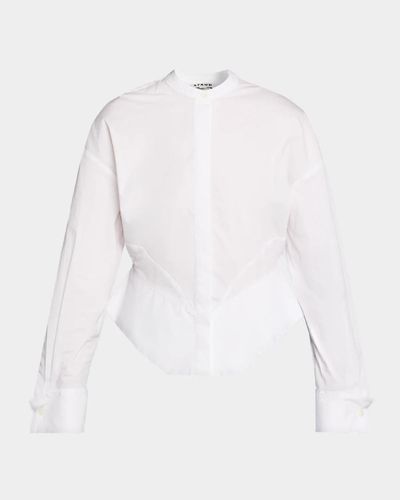 STAUD Rhys Stretch-Cotton Peplum Shirt