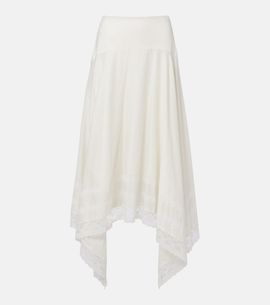 Staud Staud Ainsley lace-trimmed cotton voile midi skirt
