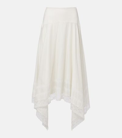 Staud Staud Ainsley lace-trimmed cotton voile midi skirt