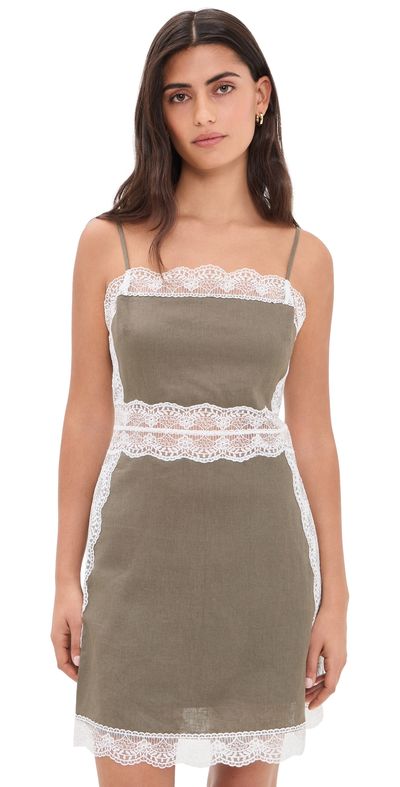 STAUD STAUD Amalina Linen Mini Dress Thyme