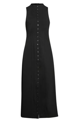 STAUD STAUD Aris Mock Neck Button Front Midi Dress