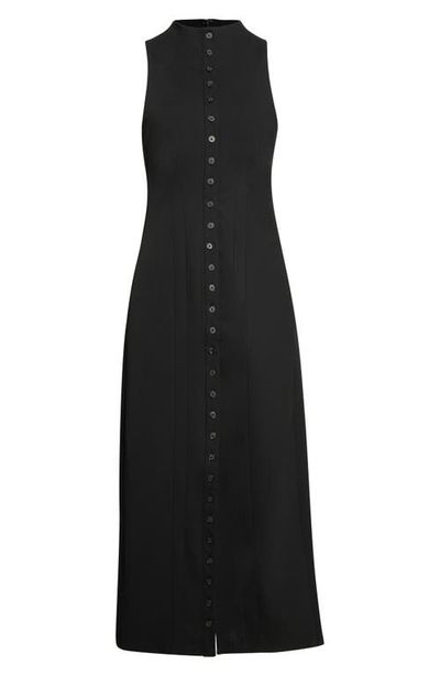STAUD STAUD Aris Mock Neck Button Front Midi Dress
