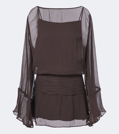 Staud Staud Beatrix ruched chiffon minidress