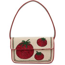 Staud Staud Beige & Red Tommy Beaded Bag