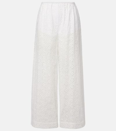Staud Staud Bonfire eyelet cotton wide-leg pants