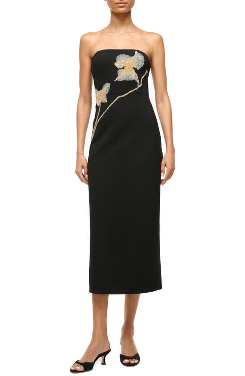STAUD STAUD Brooke Floral Beaded Strapless Cocktail Dress