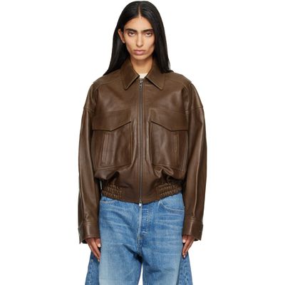 Staud Staud Brown Eugene Leather Jacket