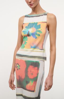 STAUD STAUD Bryn Floral Print Ribbed Tank