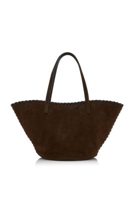 Staud Caro Bucket Bag in Tabac Suede Espresso