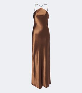 Staud Staud Cedence beaded satin slip dress