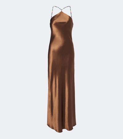 Staud Staud Cedence beaded satin slip dress