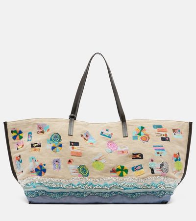 Staud Staud Christos Large beaded canvas tote bag