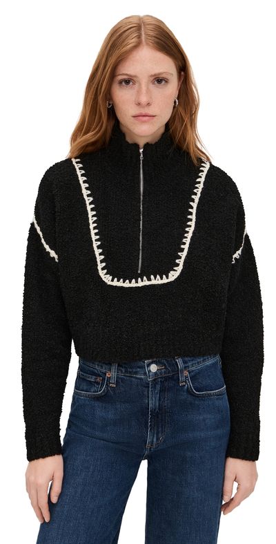 STAUD STAUD Cropped Hampton Sweater Black