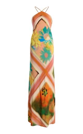 STAUD STAUD Cubism Crepe de Chine Maxi Dress