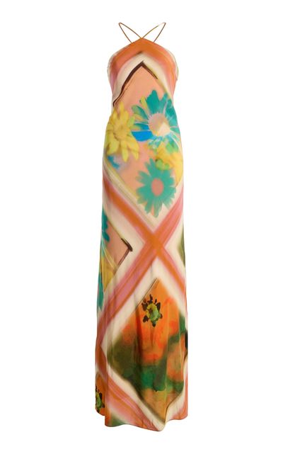 STAUD STAUD Cubism Crepe de Chine Maxi Dress