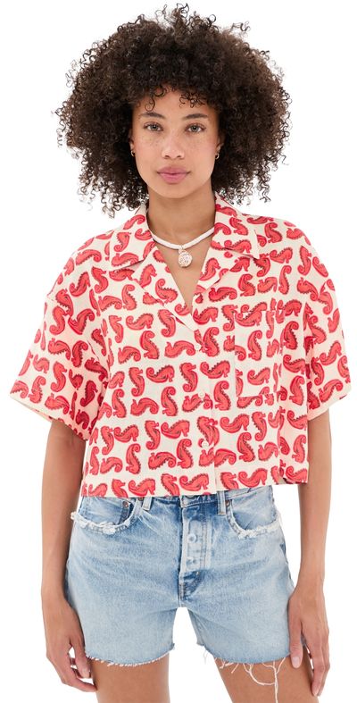 STAUD STAUD Daya Linen Top Seahorse Cream