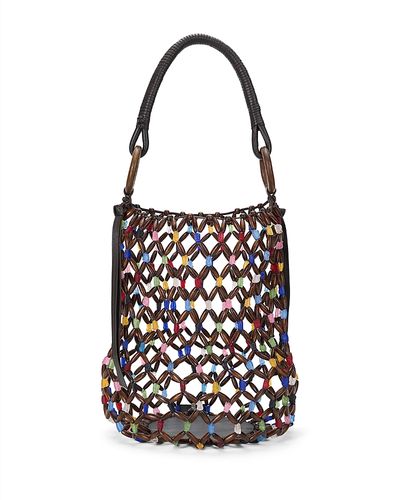 Staud Staud Del Mar Beaded Leather Bucket Bag
