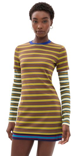 STAUD STAUD Dillon Mini Dress Cigar/Sonoma Stripe