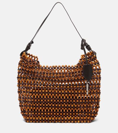Staud Staud Drift beaded leather-trimmed tote bag