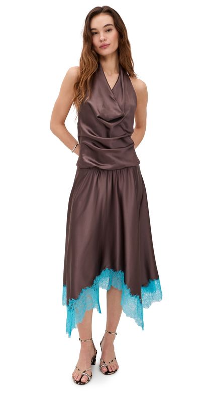 STAUD STAUD Elira Silk Dress Mink/Pool