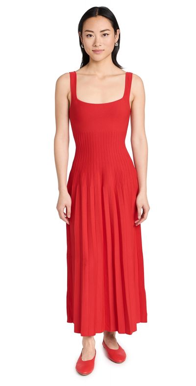 STAUD STAUD Ellison Dress Red Rose XL