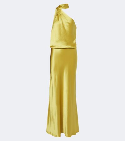 Staud Estelle One-Shoulder Satin Maxi Dress