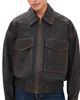 STAUD STAUD Eugene Leather Jacket Distressed Brown - 1