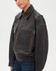 STAUD STAUD Eugene Leather Jacket Distressed Brown - 4