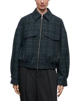 Staud Staud Eugene Plaid Zip Front Jacket