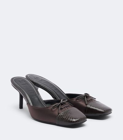 Staud Staud Faye leather-trimmed satin mules