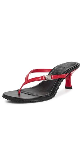 STAUD STAUD Flynn Kitten Heel Sandals Black Red Rose