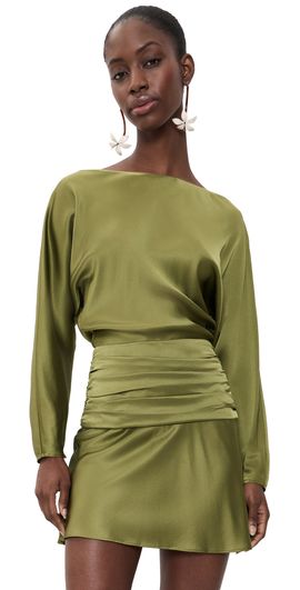 STAUD STAUD Freda Silk Mini Dress Pear